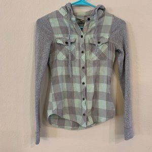 Button Down Flannel Hoodie